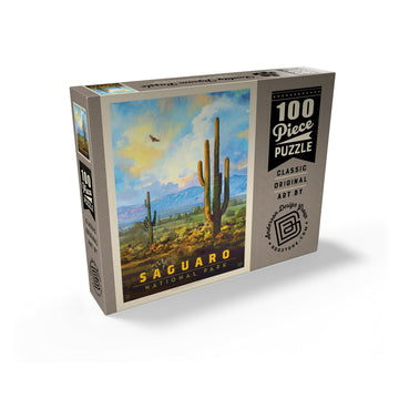 MyPuzzle Saguaro National Park: Desert Daybreak Vintage Poster - enhanced 100 Piece Jigsaw Puzzle for mature-themeds