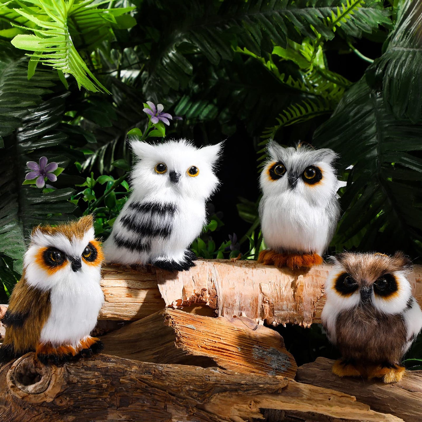 Hydren 8 Pieces Valentines Day Gifts Mini Stuffed Owl Plush Toy 3.2 Inch Soft Owl Stuffed Animal Gray Snowy Owl Plush White Owl