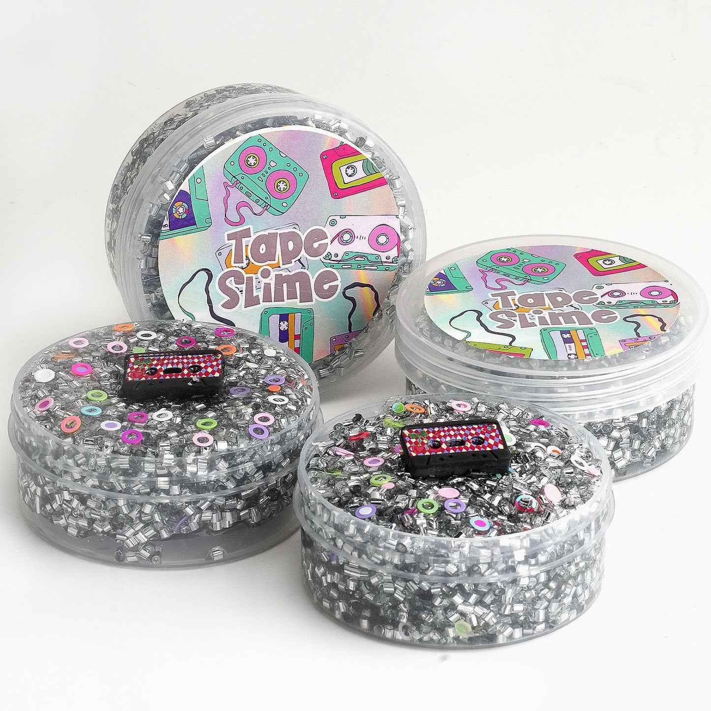Tape Silver Bingsu Slime, Non-Sticky Glimmer Crunchy Slime, Slime Party Favors For Kids, Slime Sensory Toys For Birthday Easter