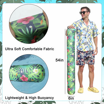 FindUWill Inflatable Swim Pool Noodles - Large Soft Fabric, Flamingo & Green Leaves, Premium Buoyancy for Swimming & Floating - 2 Pack