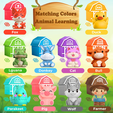 Oriate Learning Farm Animals For Toddlers 1-3, 20Pcs Farm Animals Barn Toy Montessori Counting, Matching & Sorting Fine Motor Ga