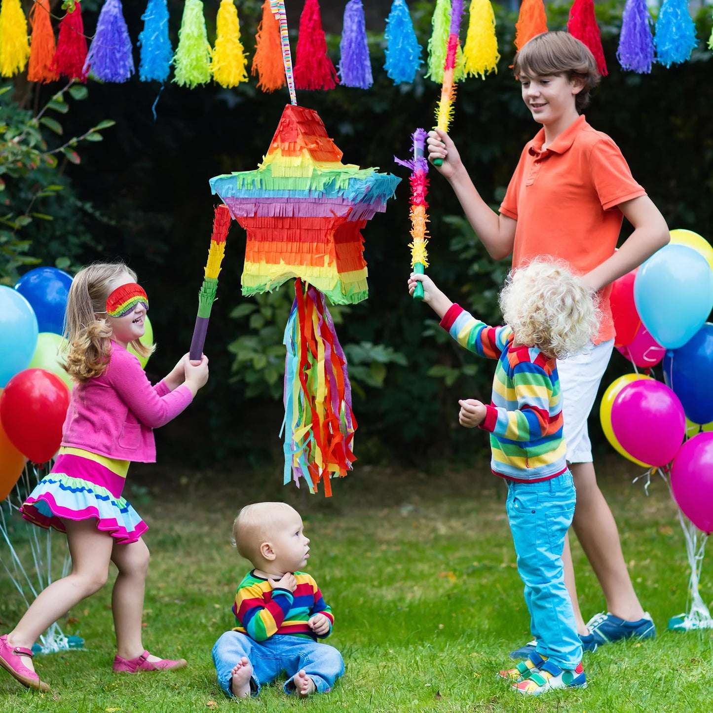 JOYIN Cinco De Mayo Star Pinata - 12.6" Multicolored Paper Decoration for Fiesta Parties, Taco Tuesday, Luau Events, Model 12799