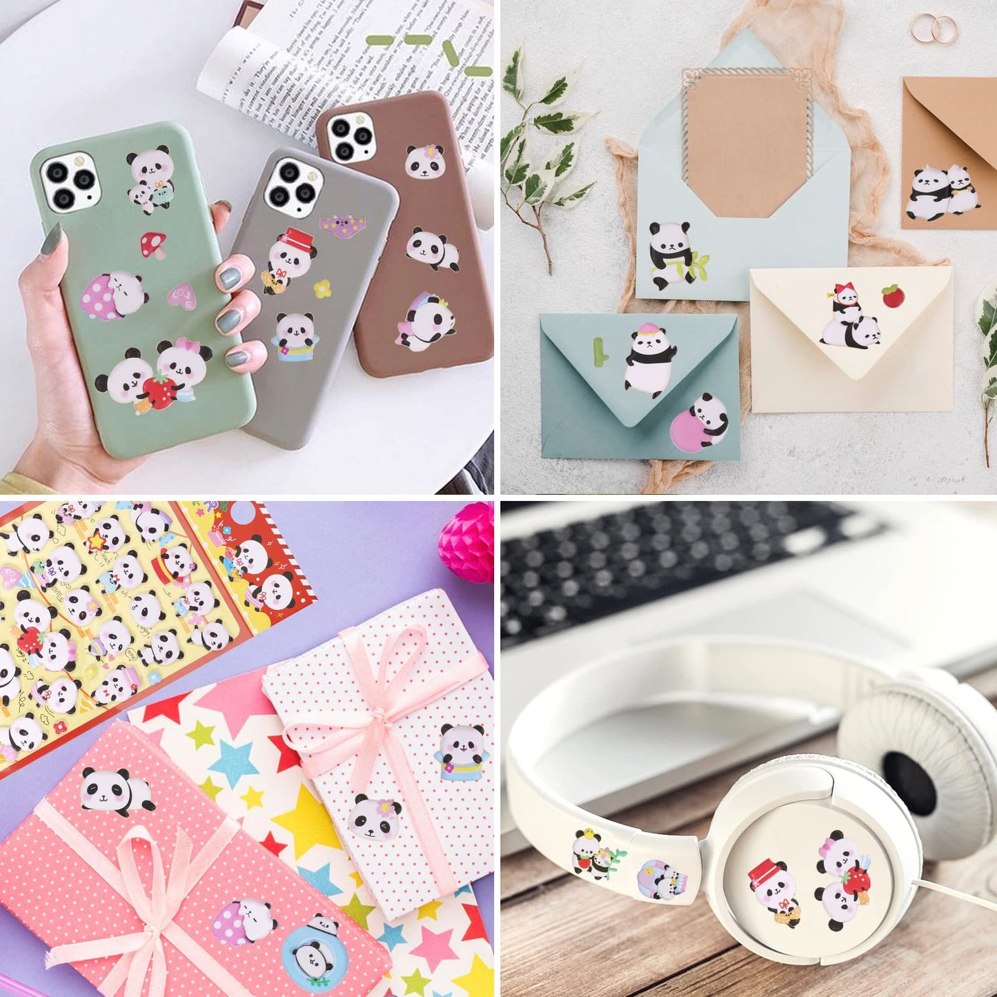 Shangrla Cute Puffy Panda Stickers For Kids Girls Kawaii 3D Tiny Pandas Squishies Stickers For Phone Case Stationery, Small Panda Gifts Party Favor Stuff For Party Supplies,4 Sheets.