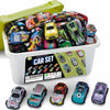 Liberty Imports 50-Pack Pull Back Cars, 1:64 Scale Metal Mini Race Vehicles in Storage Bucket - Party Favors & Classroom Prizes
