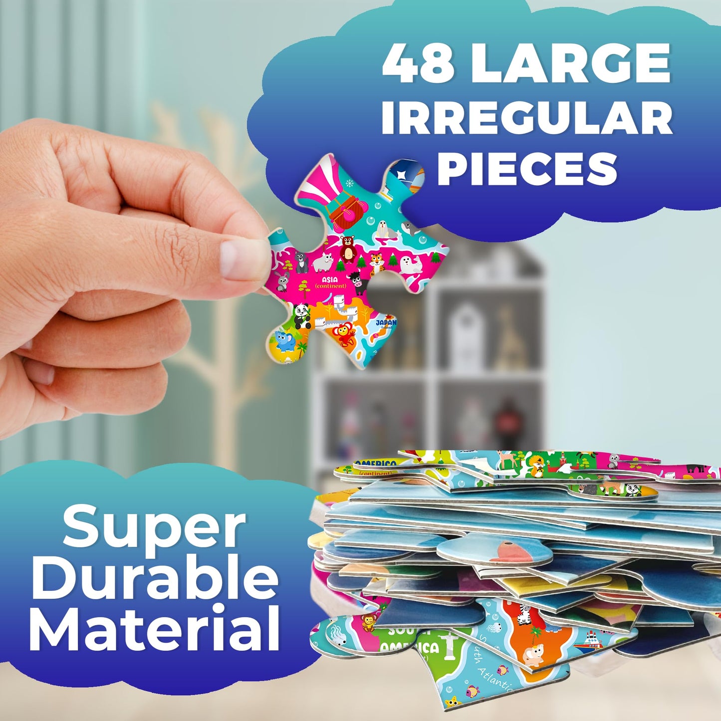 Quokka Floor Puzzles For Kids Ages 3-5 - 48 Piece Round Puzzles For Kids 4-8 Years Old - Large Giant Educational Toddler Puzzles Ages 2-4 - World Activity Game Toy For Boys And Girls