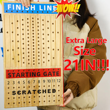 Large 21 Inches Horse Racing Board Game With 11 Luxury Metal Horses Thickened Wood Game Chessboard Including Dice And Cards Fini