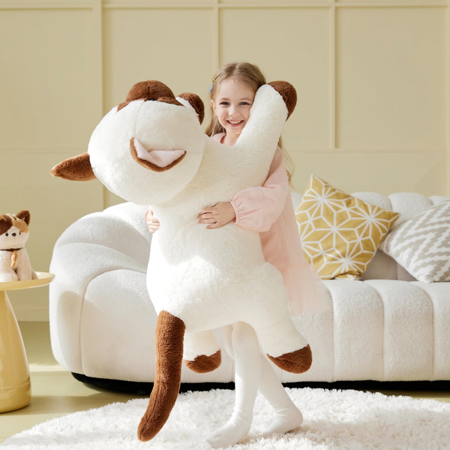 IKASA Giant Siamese Cat Plush Toy, 30" Jumbo Soft Fluffy Polyester Stuffed Animal, Cute Gifts for Kids