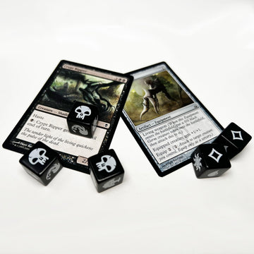 Citadel Black Mtg Mana Dice Set Of 16 Premium Dice – With Velvet Drawstring Pouch, Magic: The Gathering