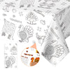 1 Pack Fall Thanksgiving Coloring Tablecloth for Kids, Disposable Thanksgiving Turkey Pumpkin Color-in Paper Table Cover, Fall T