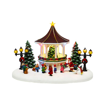 MOMENTS IN TIME Christmas Village 30-Piece Miniature Set with LED Lights, Handcrafted Polyresin Houses & Figurines, Model NM-X18080AA-S30