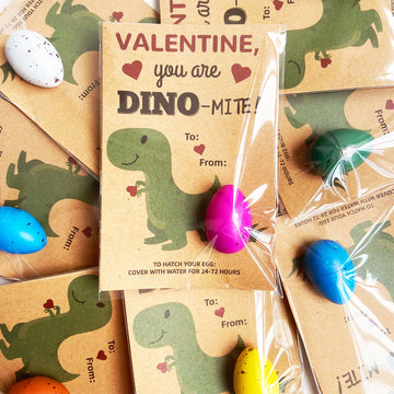 Y_Bong Valentines Day Gifts for Kids - 24 Pack Dinosaur Egg Hatching Card Bulk - Funny Dino Valentine Exchange Cards for Boys Gi