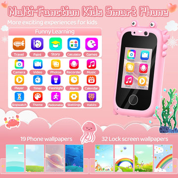 Kids Smart Phone for Girls, Toddler Toys for 3-10, Touchscreen HD Dual Camera Kids Toys Phone for with Music Player, Games, 16GB