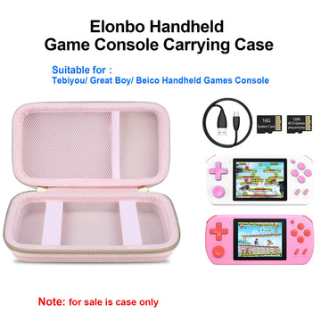 Elonbo Carrying Case for TEBIYOU/ Great Boy/ Beico Handheld Game Console Retro Video Games Portable Gaming Player Travel Storage Cover Mini Arcade Electronic Toy Holder Bag Pink+Pink