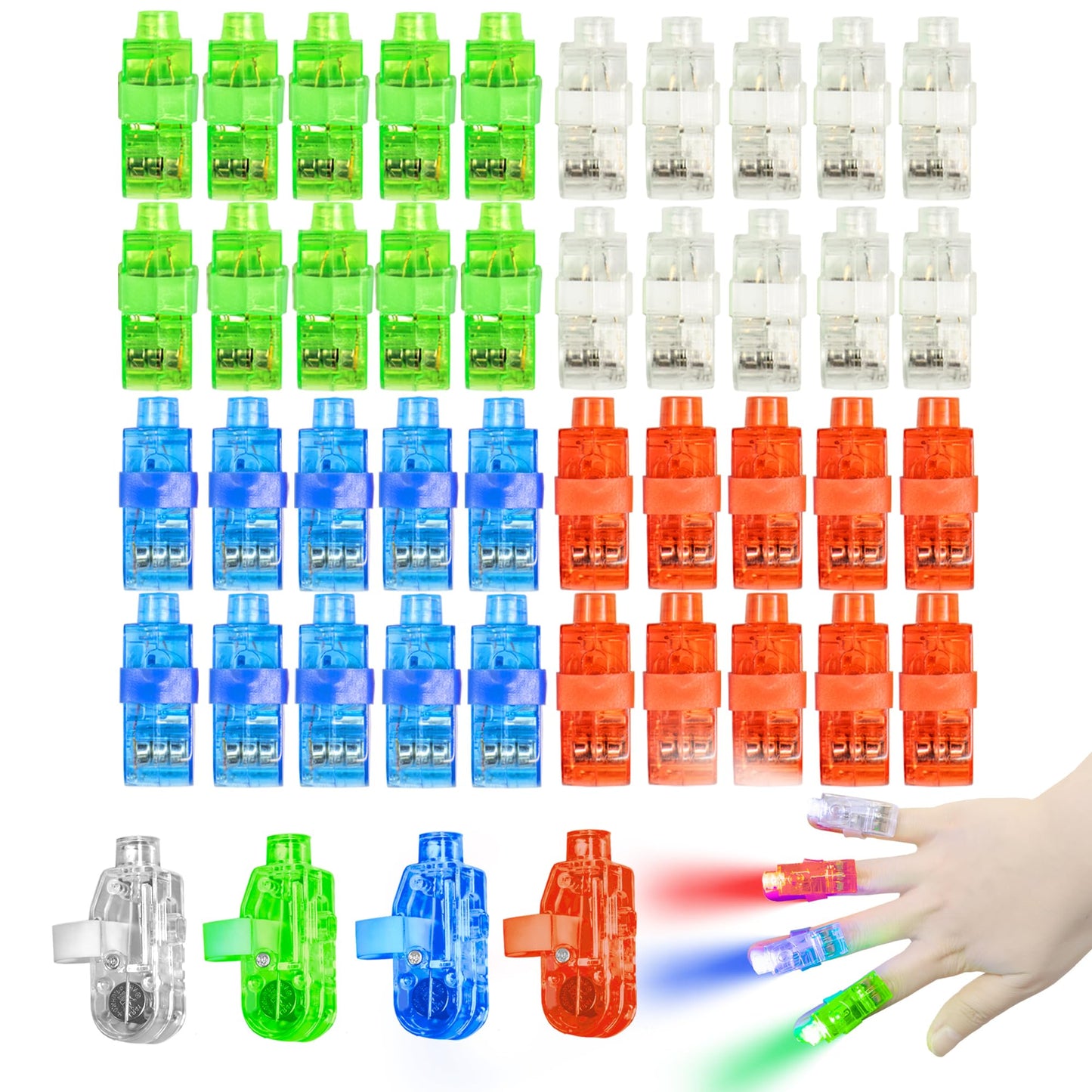 Novelty Place 40Pcs Led Party Finger Lights For Kids, Led Finger Flashlight Light Up Finger Ring Toys For Party Favor, Halloween, Raves, Concert Shows