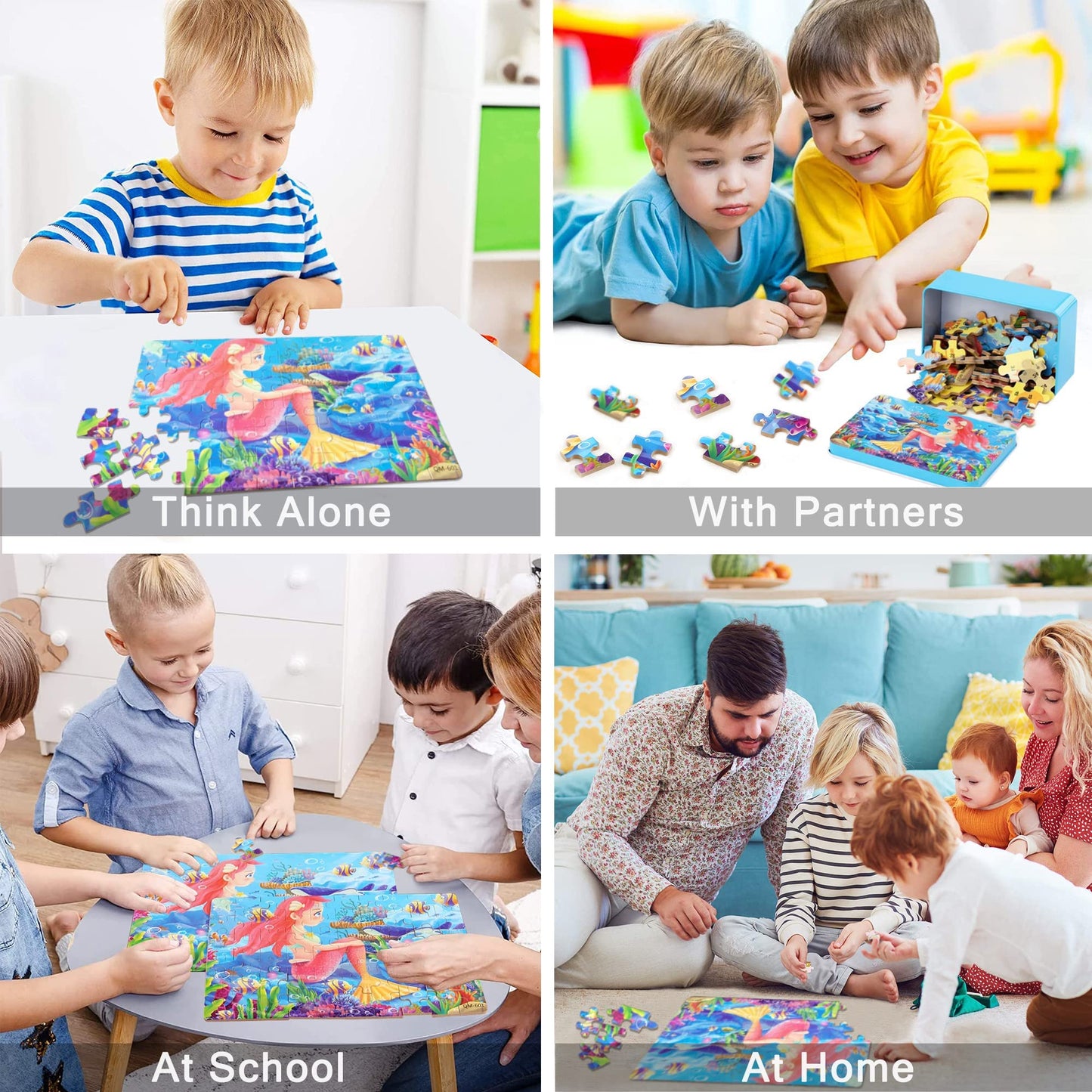Lelemon Puzzles For Kids Ages 4-8, 60 Piece Puzzles For Kids Ages 3-5 In A Metal Box,Educational Puzzle Games Kids Puzzles, Childrens Puzzles Jigsaw Puzzles Toys Gifts For Girls And Boys