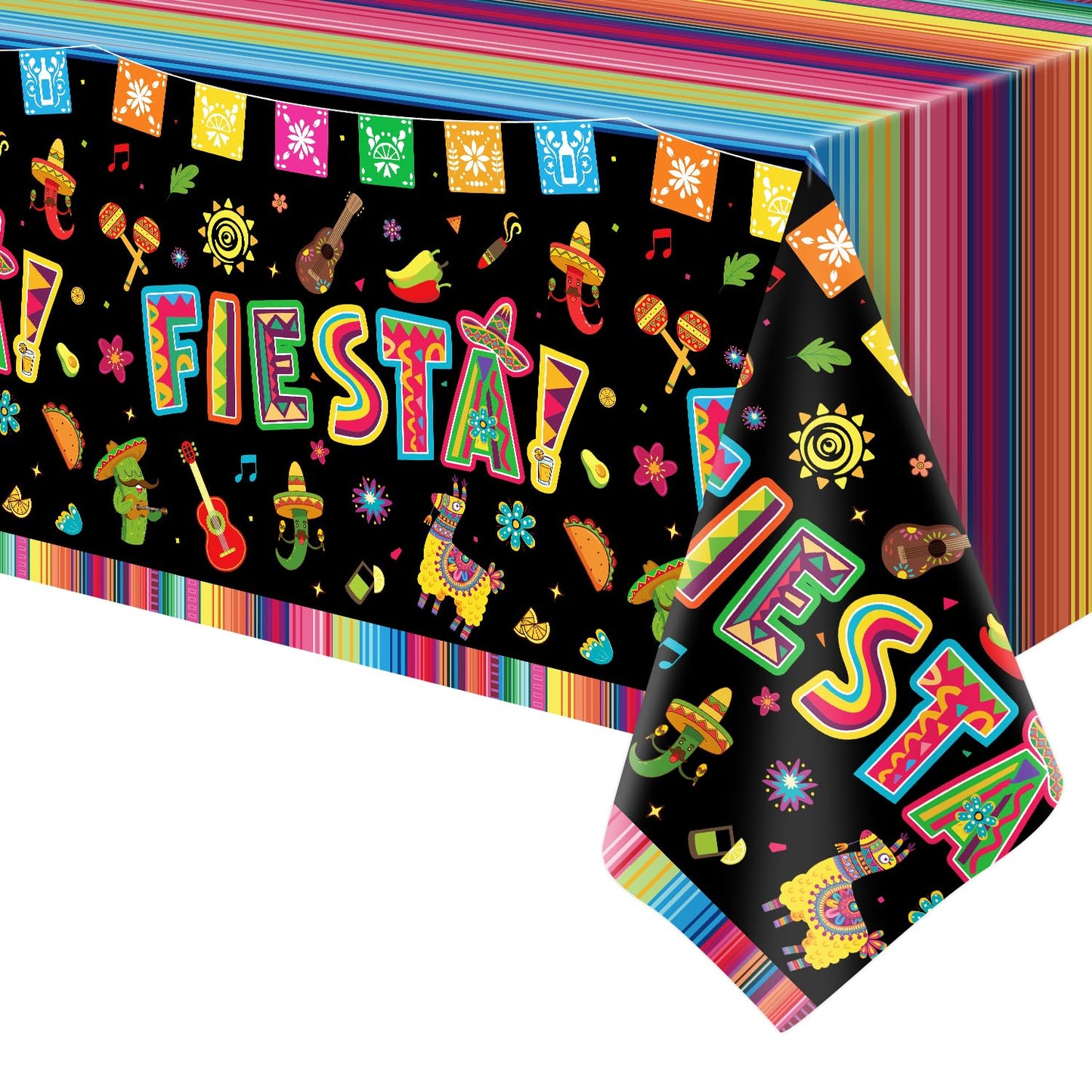 4 Pack Cinco De Mayo Printed Fiesta Mexican Table Cover Fiesta Party Tablecloth Taco Night Table Cloth Mexican Themed Party Tabl