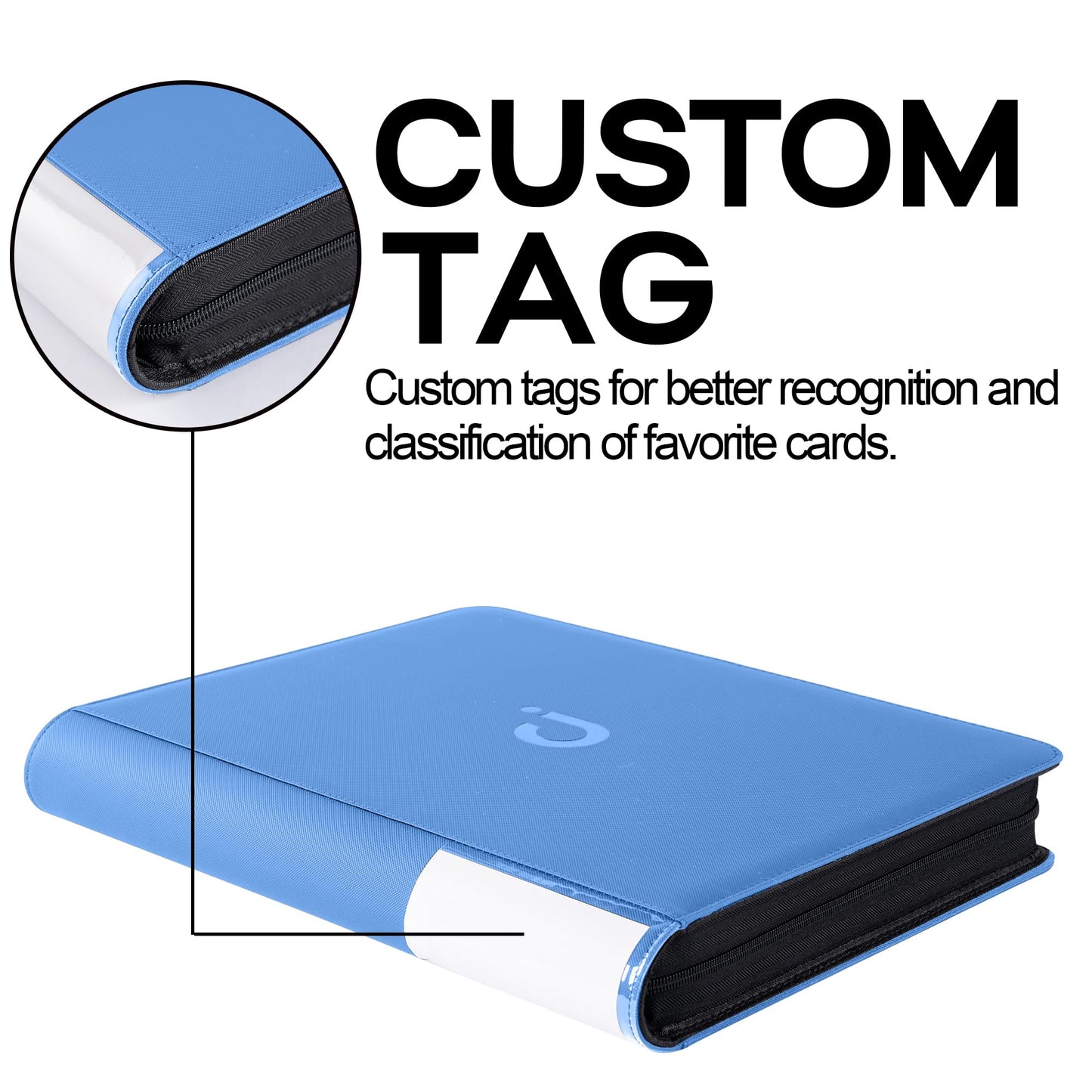 Top Loader Binder Holds 288 Top Loaders - 9-Pocket Toploader Binder for 3 x 4 Rigid Card Holders for Trading Cards or Sports Cards Model A - Sky Blue