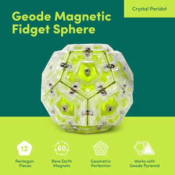 Speks Geode Magnetic Fidget Toy | Sensory Desk Toy for mature-themeds & Teens 14+ | Stress Relief Gift | Sphere Peridot
