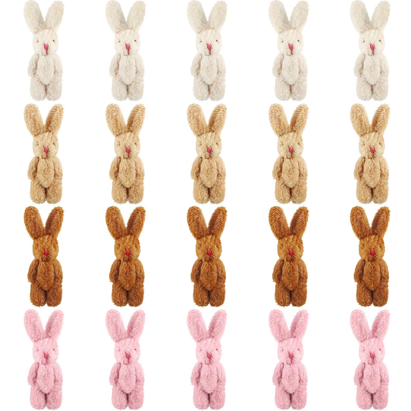 20 Pieces Mini Plush Rabbit Tiny Joint Rabbit 2.4 Inch Small Bunny Doll Soft Bunny Stuffed Animal Toys For Easter Birthday Cake Wedding Decorations Party Favors (Long Plush Style)