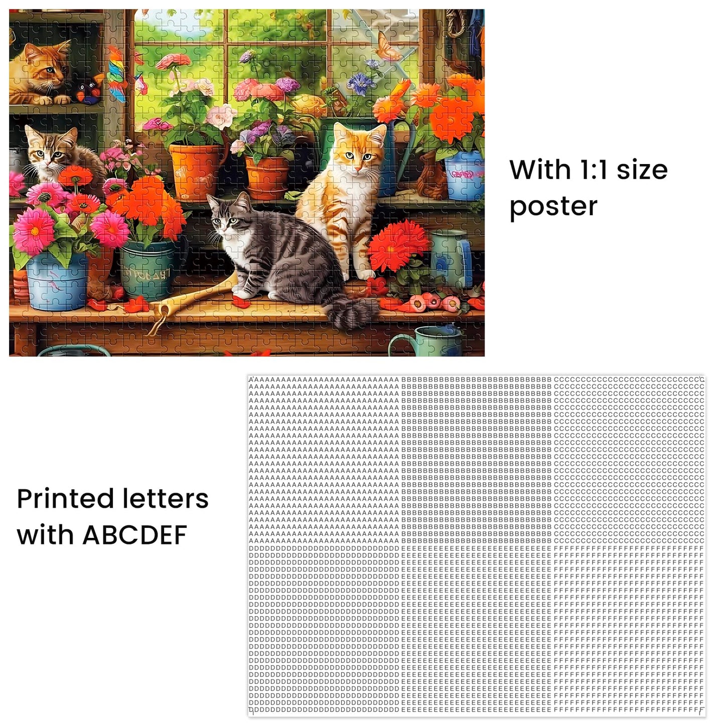 500 Piece Puzzle For Adults-Cats And Flowers | Recycled Cardboar Jigsaw Puzzles 500 Pieces | Challenging Family Activity Great G