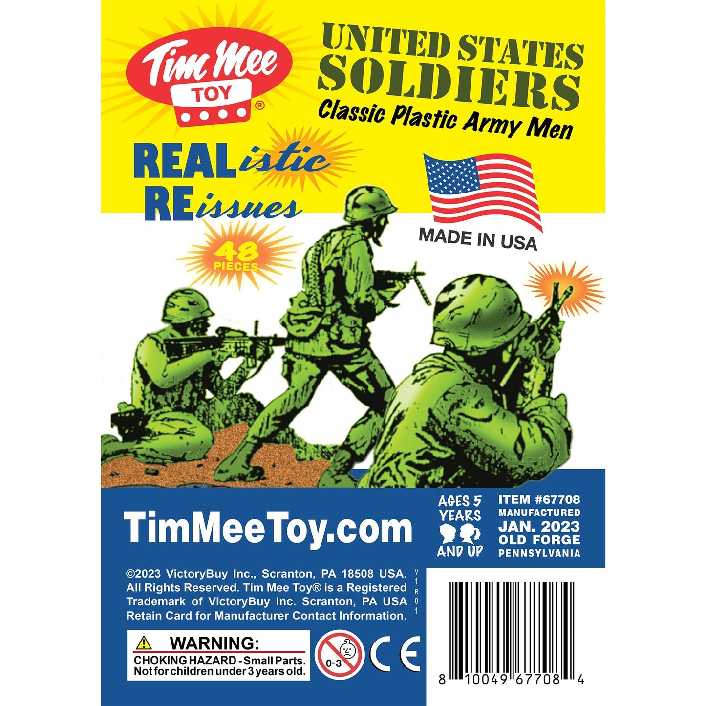 Tim Mee Plastic Army Men - 48pc Lime Green Toy Soldier Figures, Made in USA