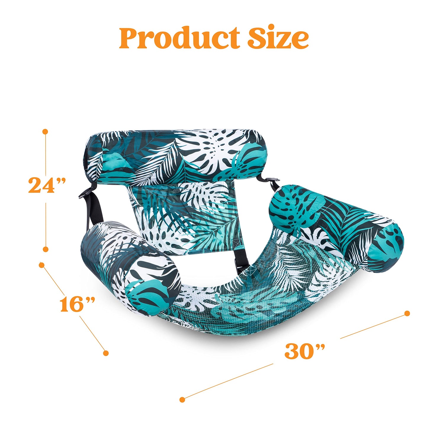 Sloosh Pool Floats mature-themed 2 Packs Inflatable Pool Lounge Chairs Blow up Hck Pool Noodles Floats for mature-themeds Floating Water Chair for Pool Party Lake River Water Fun(Tropical Leaves-Green Blue)