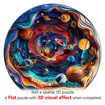 Wooden Puzzles for mature-themeds Unique Animal Shaped 3D Universe mature-themed Puzzle 3D Vision Wooden Jigsaw Puzzles mature-themed Challenging Creative Gifts Family Games 8.4 * 8.4in 100pcs