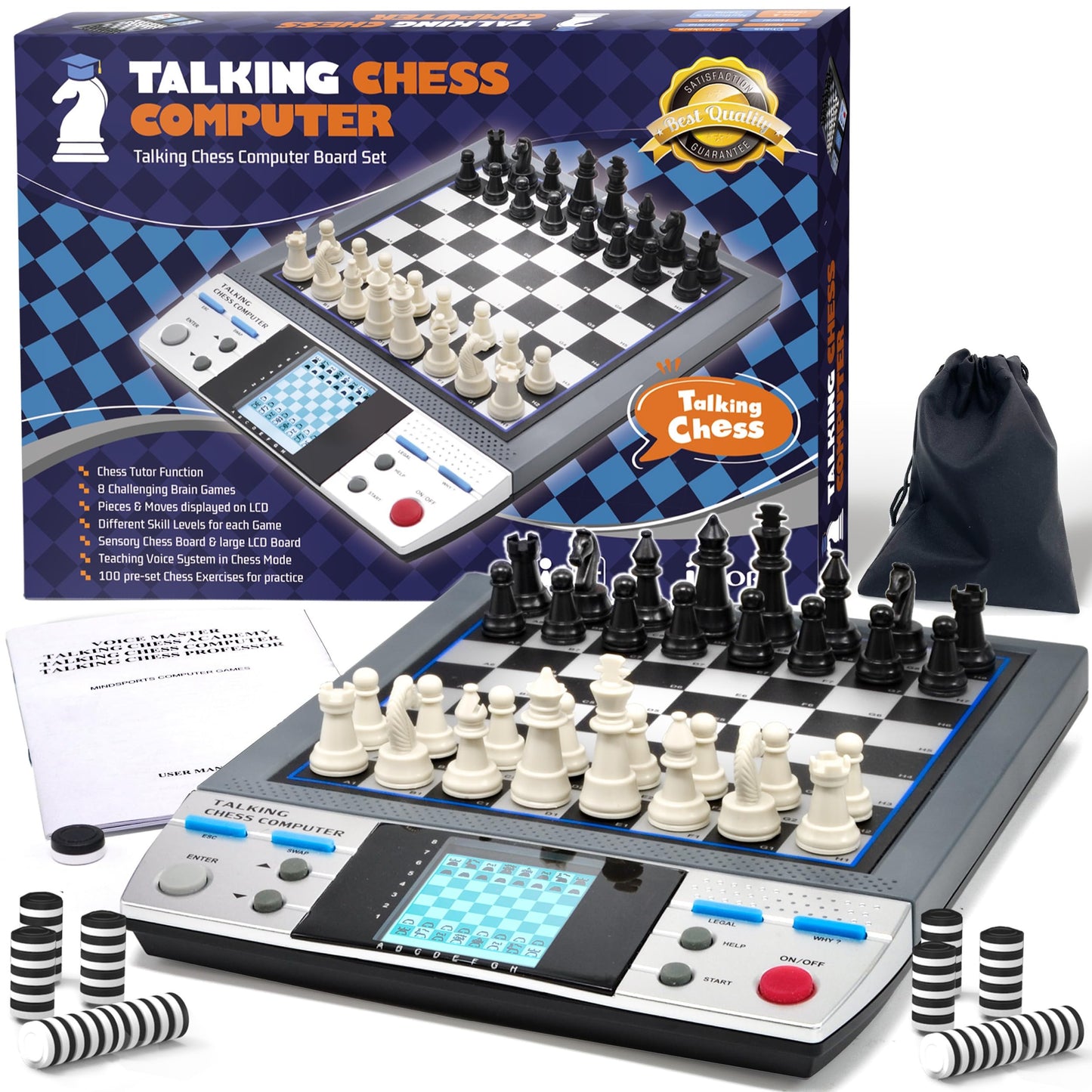 Icore Electronic Chess Set - Talking Chess Computer Set, Board Game, Beginner Chess Sets With Learning Tactics Modes, Computer Chess For Kids & Adults