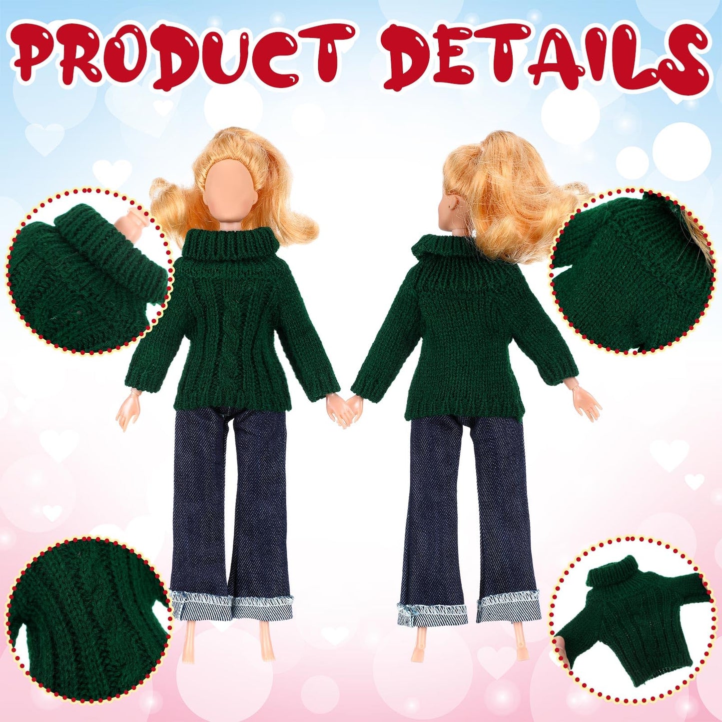 Fourluoo 6 Pcs Doll Clothes 11.8 Inch Doll Accessories Clothes Sweater Set Knitted Clothing For Doll Dress Up For Party Birthday