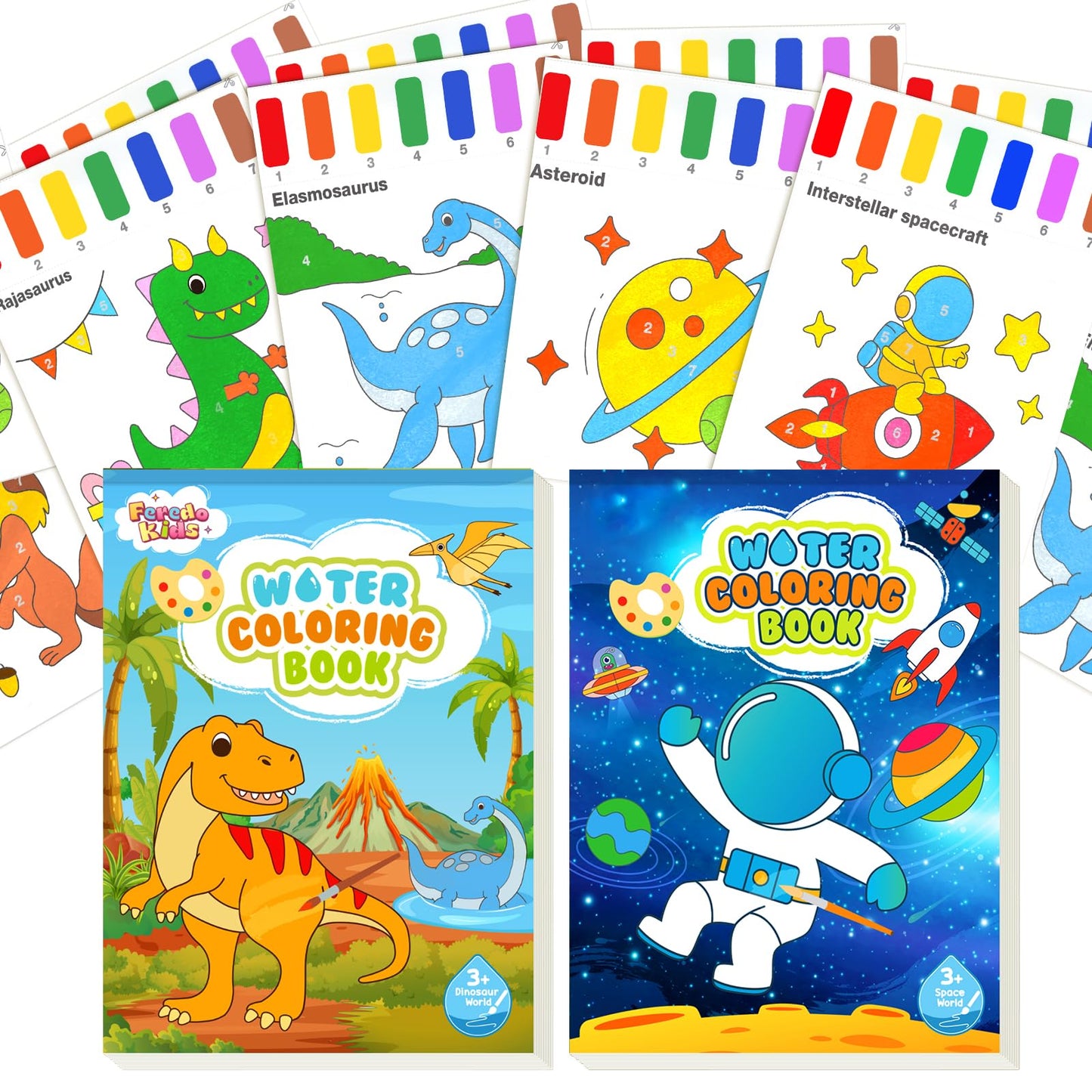 Paint With Water Coloring Book For Toddlers - 2 Pack Magic Mess Free Kids Watercolor Painting Activity Kit - Arts And Crafts For