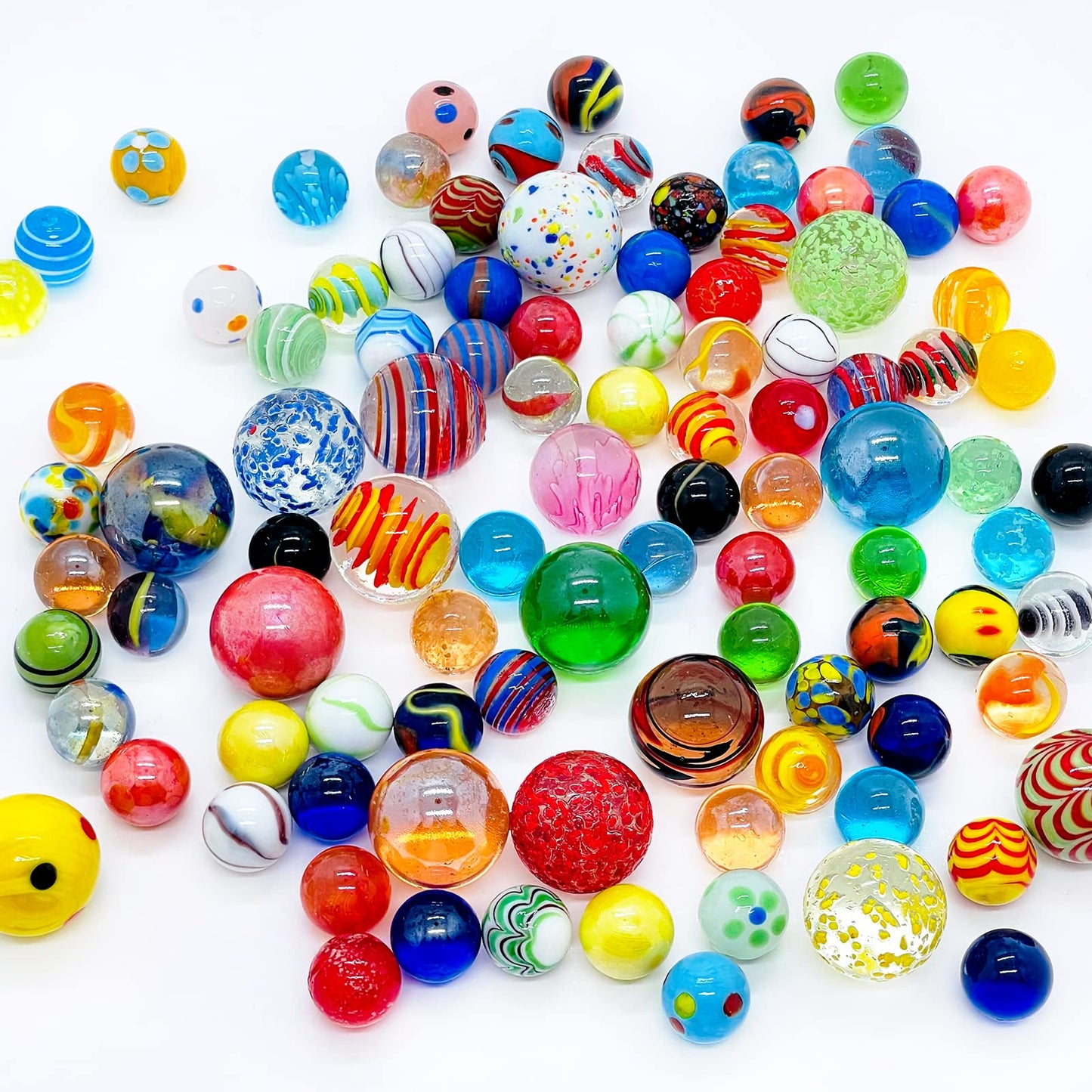 Miutrue 100 Assorted Marbles Bulk Cheap For Kids Ages 4-8-12 Play Marbles Physical Therapy Glow In The Dark Glass Marbles