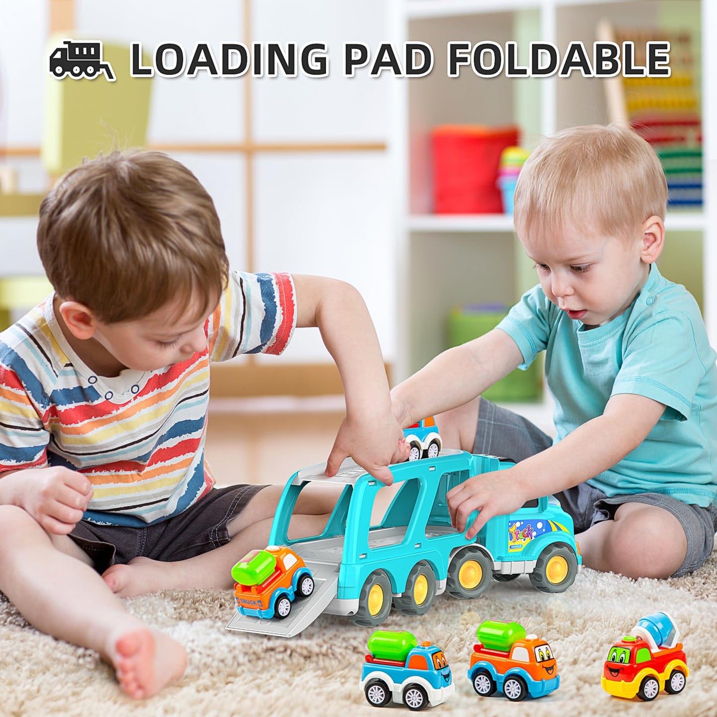 Veslier Toy Trucks Car For 1 2 3 4 5 Year Old Toddlers Boys Girls,Trucks Toys 5 In 1 Construction Vehicles Toys For Kids Boys Gi
