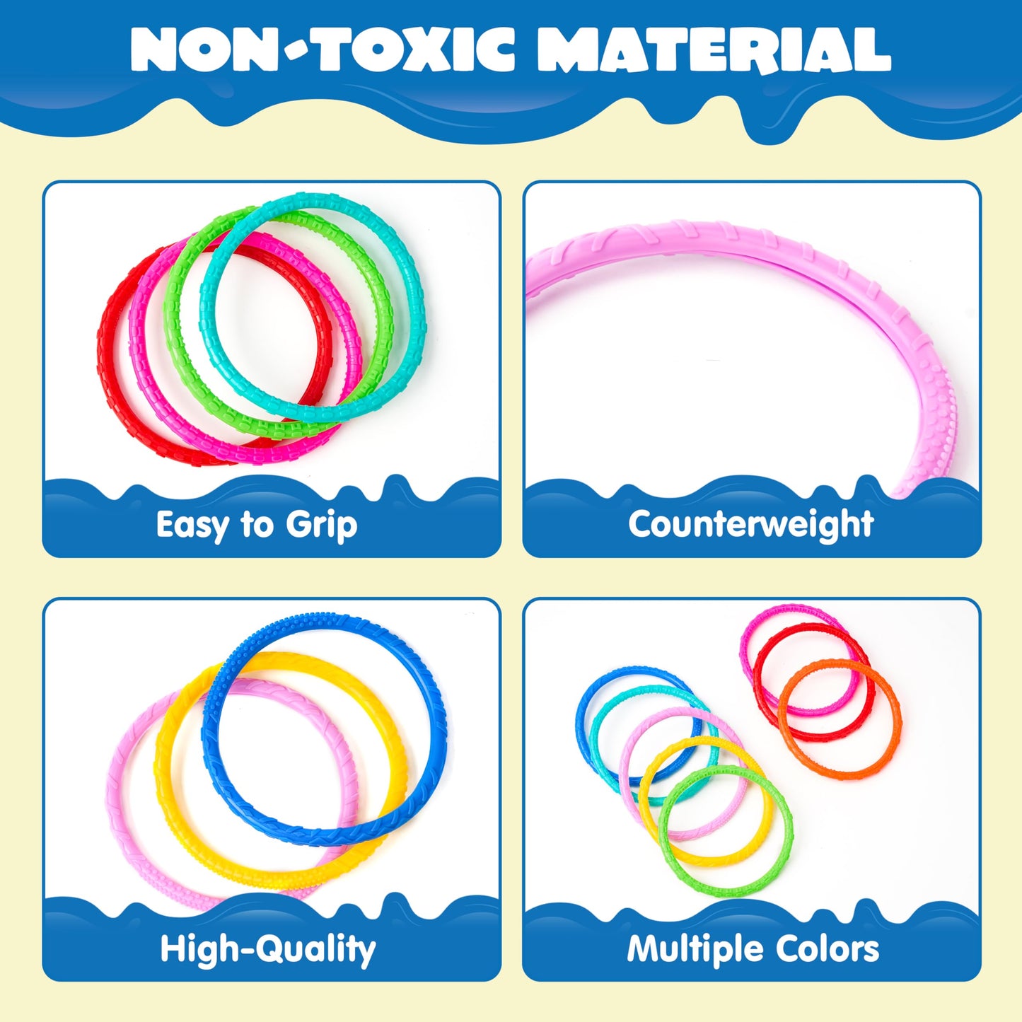 Joyin Dive Circles Pool Toys, 8 Pcs Colorful Pool Rings For Kids, Underwater Training Swimming Diving Toy For Kids Gifts Summer Swim Water Fun Games