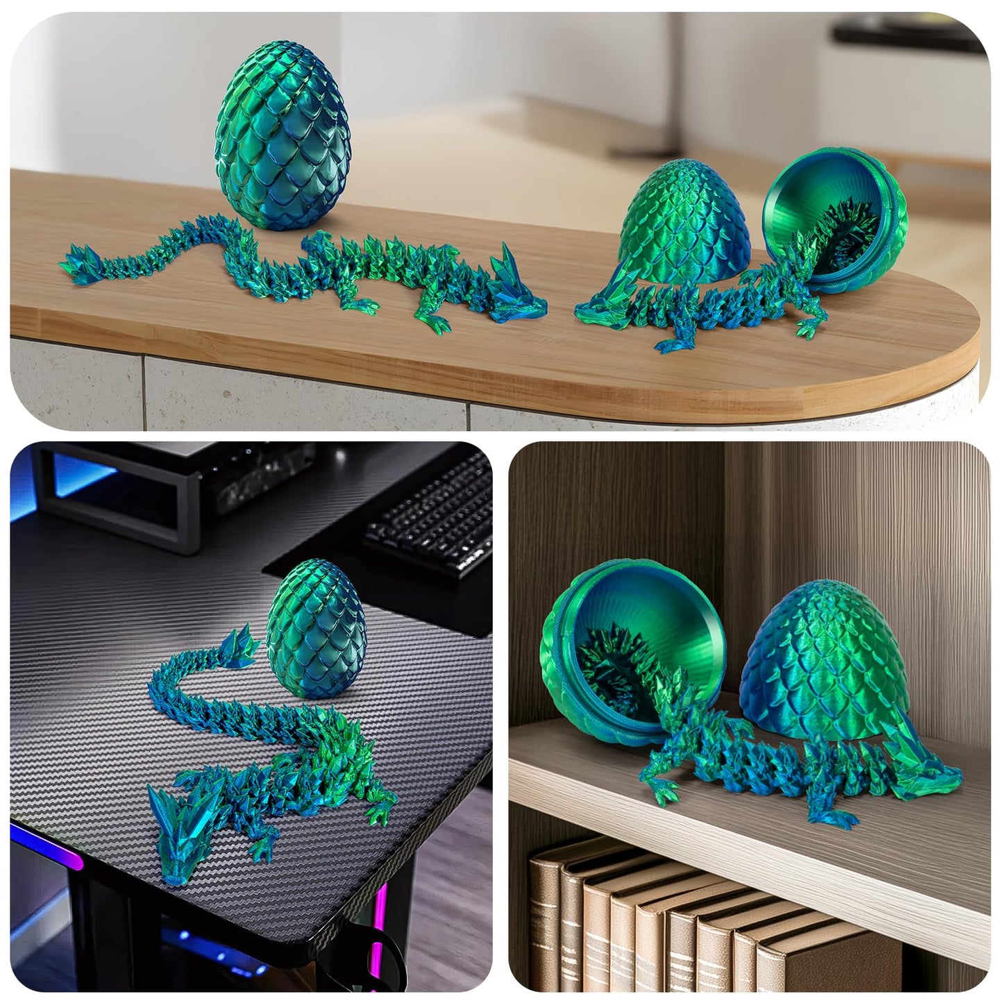 Letapapa 3D Printed Dragon, Dragon Eggs With Dragon Inside, Mythical 3D Dragon, Articulated Crystal Dragon, Dragon Egg Fidget To