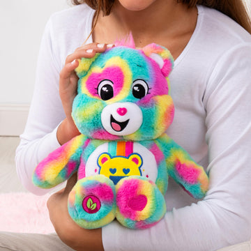Care Bears 14” Good Vibes Bear- Tie-Dye Multicolored Plushie For Ages 4+ – Perfect Stuffed Animal Support Gift, Super Soft And Cuddly – Good For Girls And Boys, Employees, Collectors