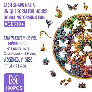 Wooden Puzzles for mature-themeds - Mandala Wooden Puzzle Unique Dreamland Wooden Jigsaw Puzzles for mature-themeds Wood Puzzles mature-themed Perfect for Birthday Gift Family Puzzles 190 Piece 11.4 x 11.4in