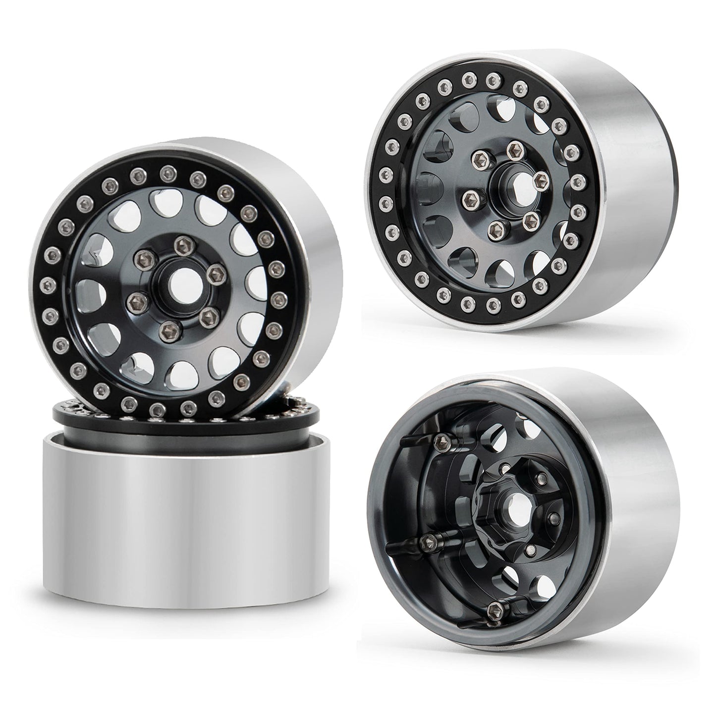 Zolikar 4Pcs Rc 1.9 Beadlock Wheels 35Mm Aluminum Alloy Wheel Hubs Set For 1/10 Scale Rc Crawler Car Accessories Scx10 D90 Wrait