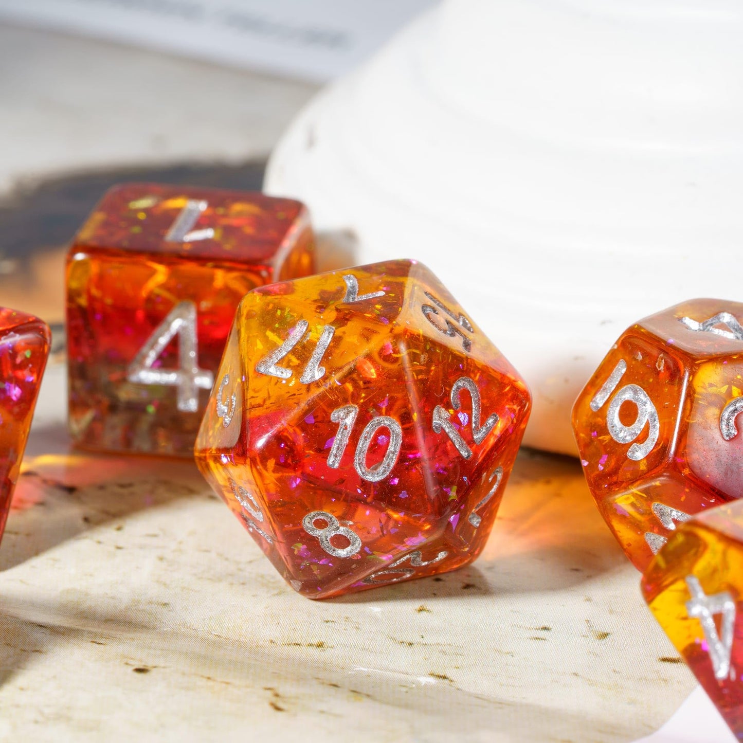 HDdais DND Dice Set, 7PCS Polyhedral Dice Set Filled with Colorful Foil for Dungeons and Dragons, D&D Dice for Role Playing Game