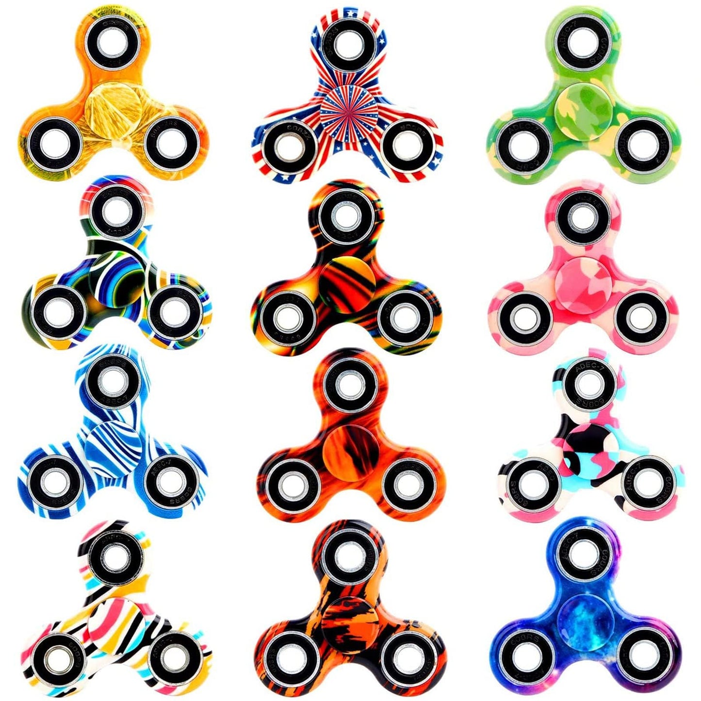 Scione 12 Pack Fidget Spinner Toy, Finger Spinner Fidget Pack-Anxiety Toys Stress Relief Reducer- Party Favors For Kids/Adults Birthday Party Favor Goodie Bag Stuffers Classroom Prizes