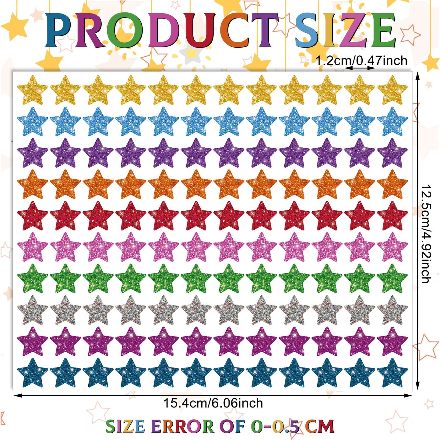 Lincia 1200 Pcs Star Glitter Stickers Sparkly Small Stickers For Kids Toddlers Teacher Reward Sheet Incentive Charts Classroom S