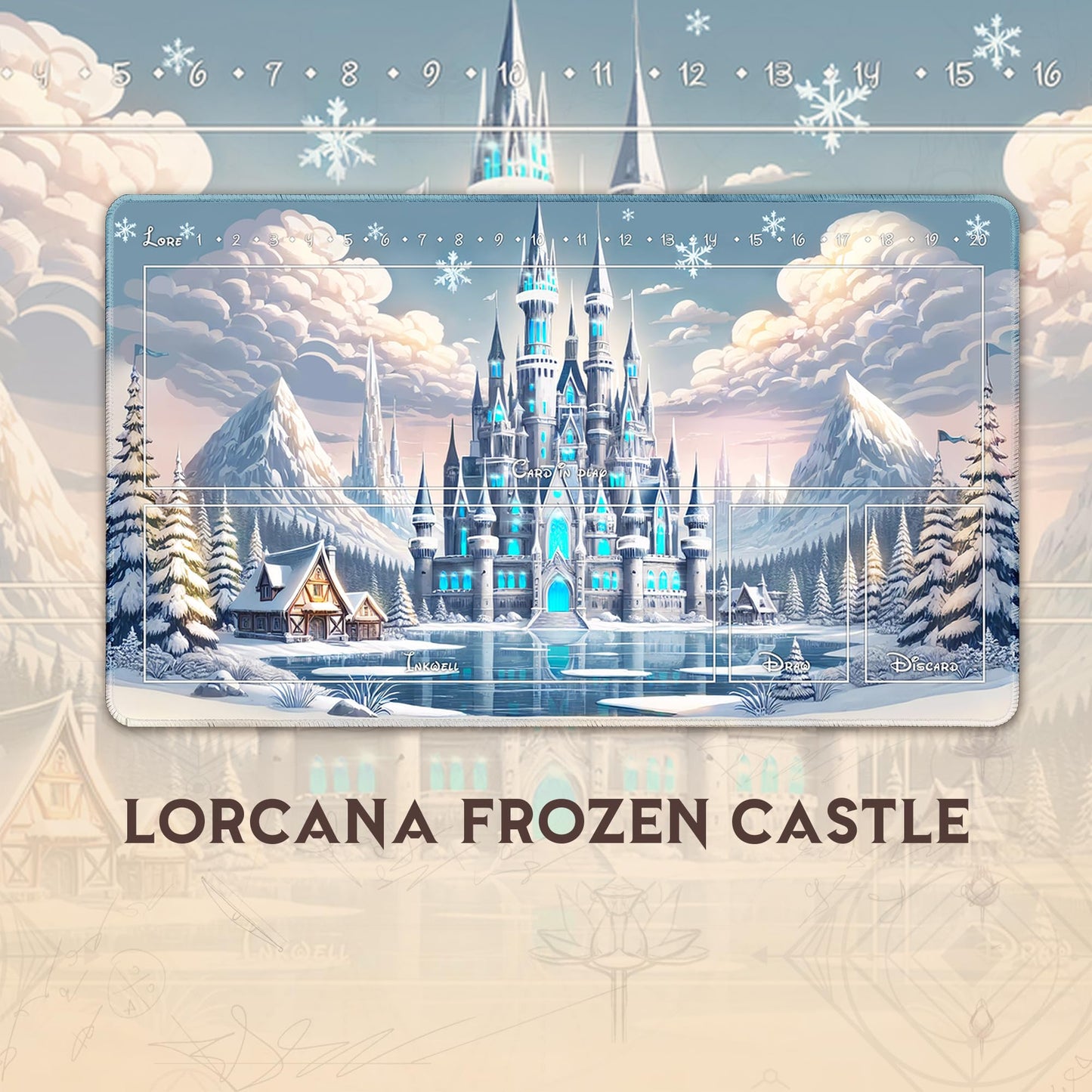 Wizcraft Gaming Paramint Lorcana Frozen Castle (Stitched) - Lorcana Playmat - Lorcana Mat, Lorcana Game Mat - Non-Slip Rubber wi