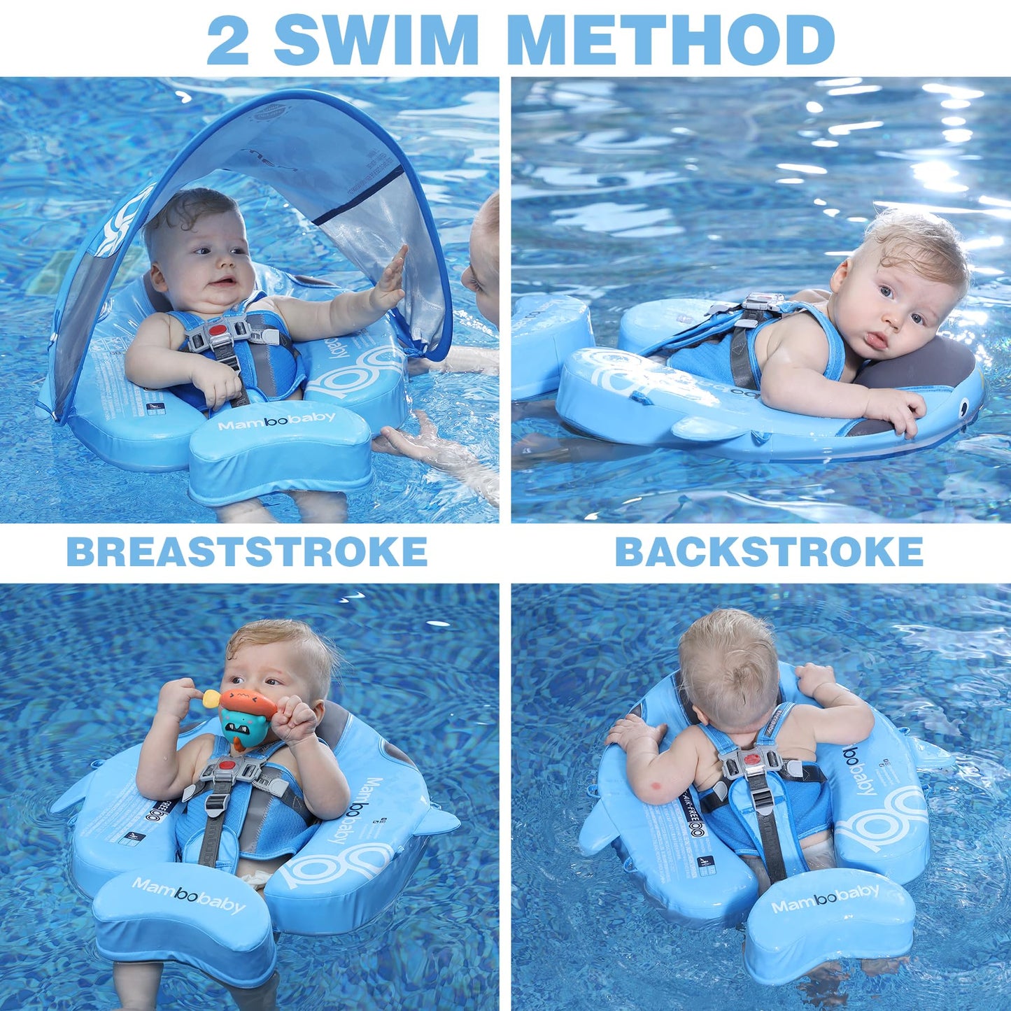 Joyooss Mambobaby Float with Canopy, Never Flip Over Baby Pool Float Float with Canopy Non Inflatable Infant Pool Float, Water F