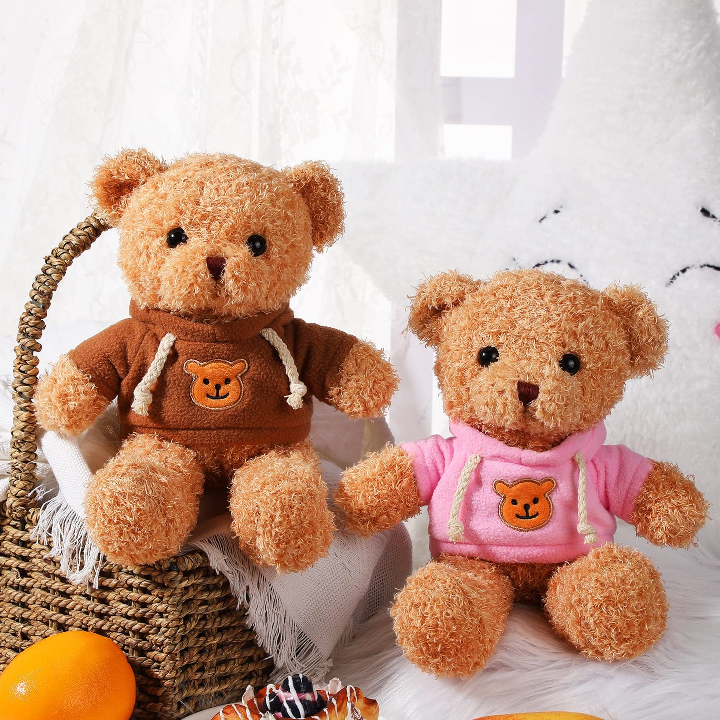 Aoriher 2 Pieces Valentine'S Day Stuffed Bears Animal Plush Gifts Prom 11.8 Inch Soft Bear Clothes Bear Plush For Newlyweds Mom