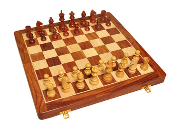 PALM ROYAL HANDICRAFTS Handmade Foldable Magnetic Chess Board Set Wooden with Magnetic Pieces and Extra Queens for Kids and Adul