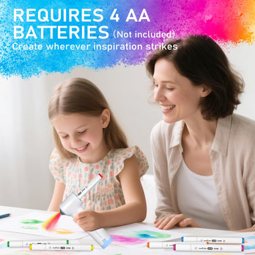 KuroShine Air Brush Marker Set for Kids Ages 6-12 | Safe, Spray Fun | 12 Washable Colors + 6 Reusable Stencils | Manual Air Pump