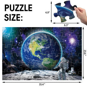 Jumbo Floor Puzzle For Kids Ages 4-8,Space Earth Jigsaw Puzzles,48 Piece Astronaut Large Puzzles For Toddler Ages 3-5,Preschool Learning Planets Earth Toys Christmas Birthday Gift For Boys Girls