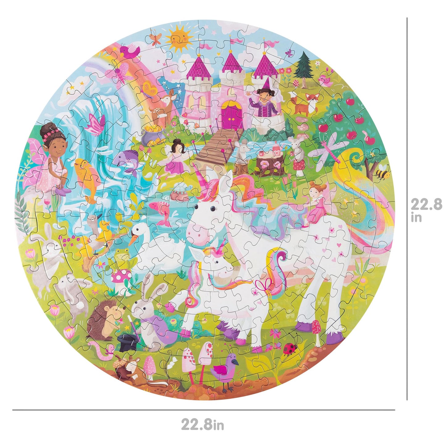 Unicorn Jigsaw Puzzle For Kids Ages 5-8 - 150 Piece Round Unicorn Kids Puzzles - Princess Puzzle With Fairies And Animals Made With 100% Recycled Card By Boppi