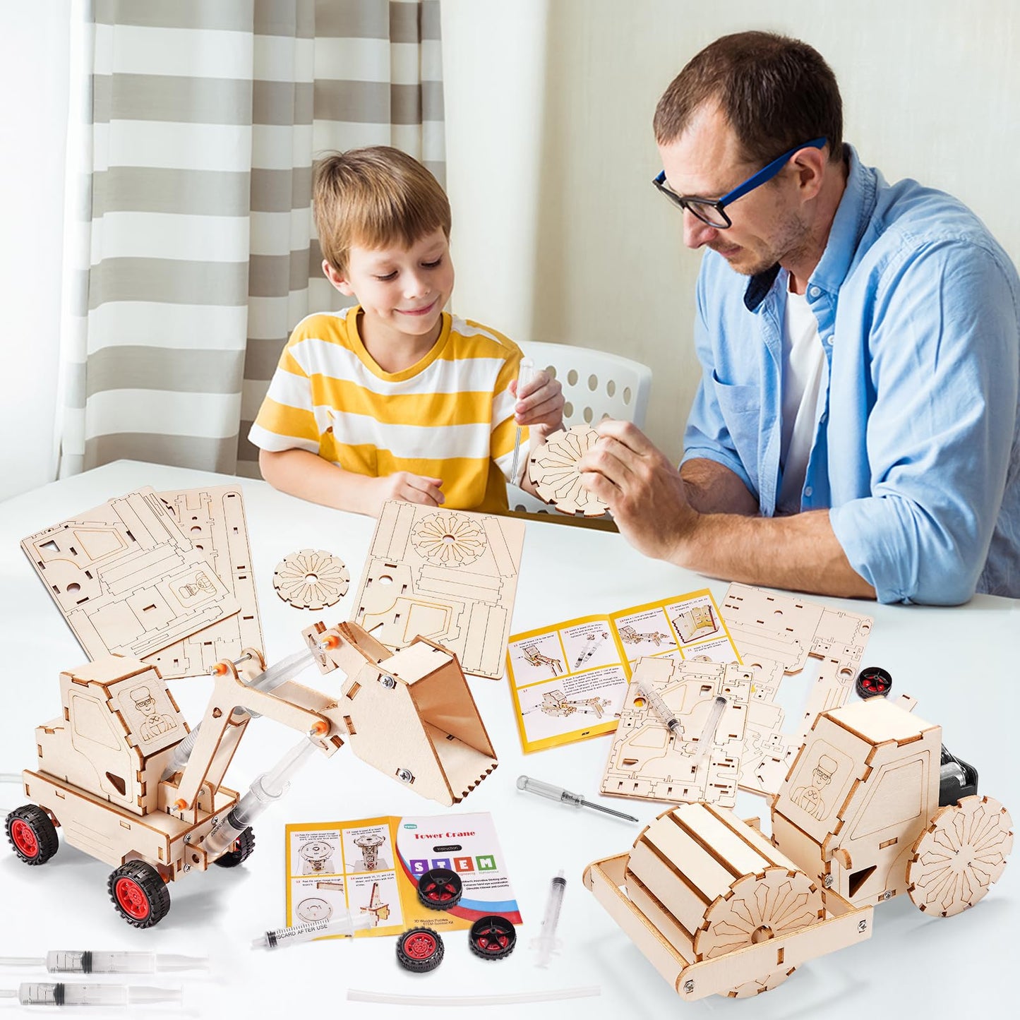 Stem Kits For Kids Ages 8-10 10-12, Wood Building Crafts Kit For Boys 8-12, Model Car Kit, 3D Wooden Puzzles Woodworking Science