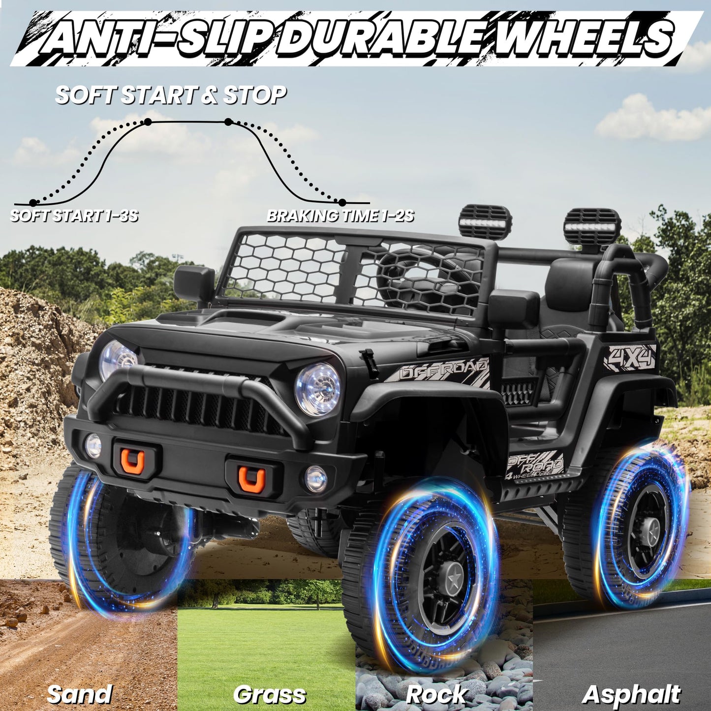 Joyracer Xl 2 Seater Ride On Car For Big Kids, 24V 4Wd/2Wd Switchable Kids Electric Toys Car, 4X200W Powerful Motors, 20'' Wide
