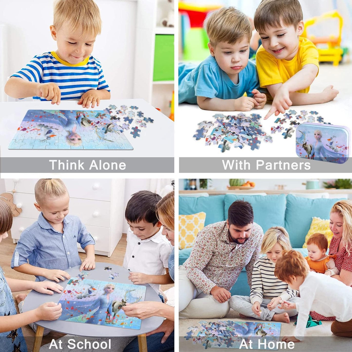 Lelemon Puzzles For Kids Ages 4-8,60 Piece Puzzles For Kids Ages 4-6,Cool Jigsaw Puzzles Kids Puzzles In A Metal Box,Educational Learning Puzzle Games Puzzle Toys Gifts For Girls And Boys